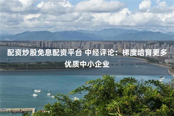 配资炒股免息配资平台 中经评论：梯度培育更多优质中小企业