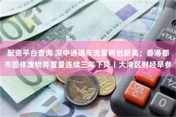 配资平台查询 深中通道车流量再创新高；香港都市固体废物弃置量连续三年下降丨大湾区财经早参