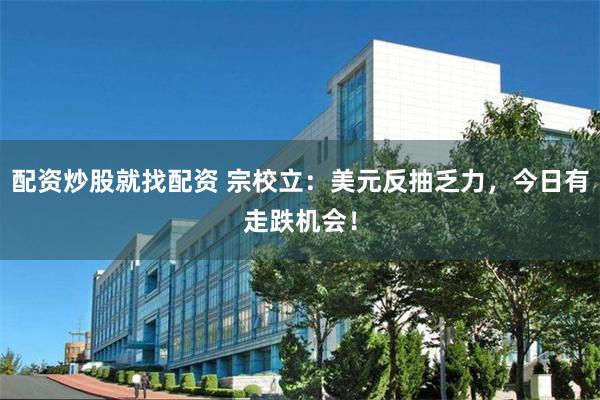 配资炒股就找配资 宗校立：美元反抽乏力，今日有走跌机会！