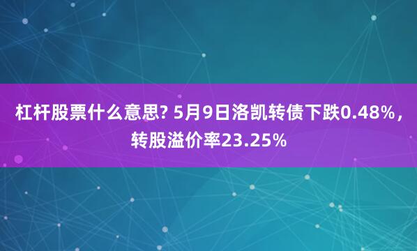 杠杆股票什么意思? 5月9日洛凯转债下跌0.48%，转股溢价率23.25%